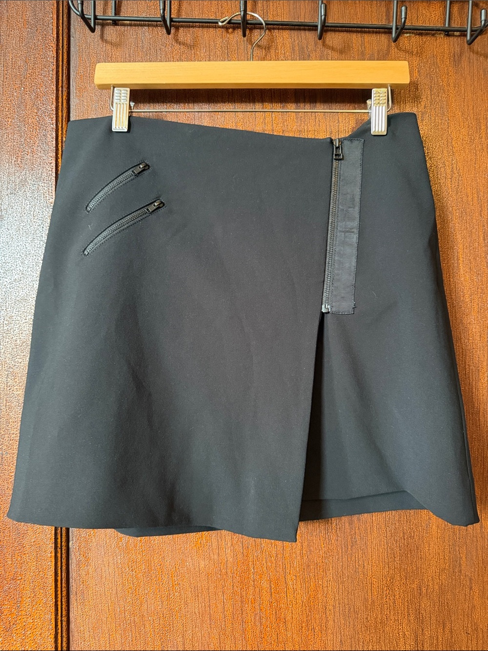 Madewell Black Mini Wrap Skirt with Zip Accents